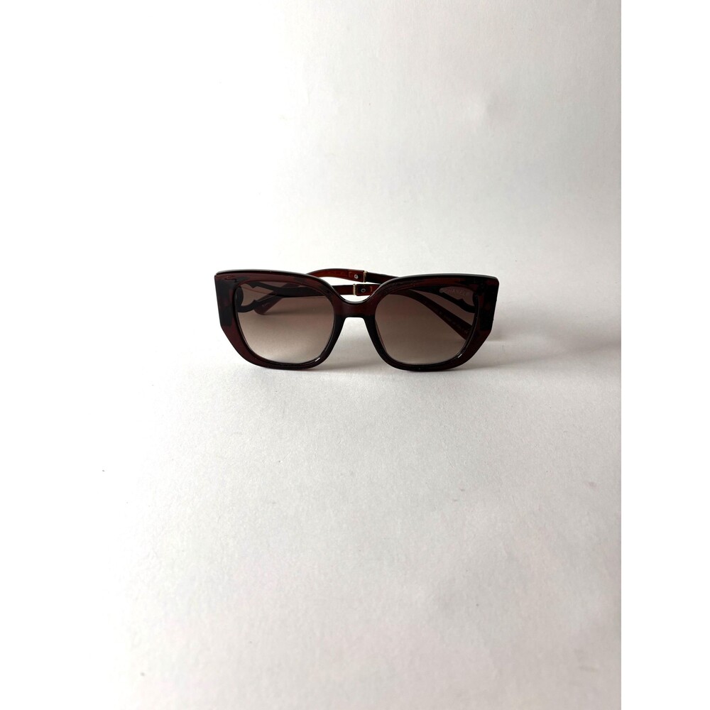 Vintage Chanel Rhinestone CC Brown Cat Eye Y2K Sunglasses
